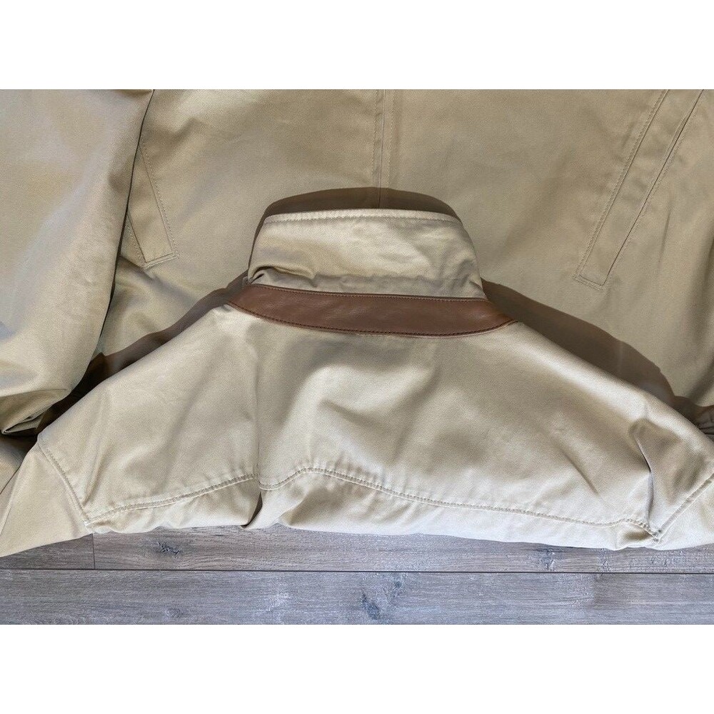 Polo Ralph Lauren Europe Bi Swing Mens XL Tan Pony Logo Leather Trim Jacket Rare - Picture 9 of 15